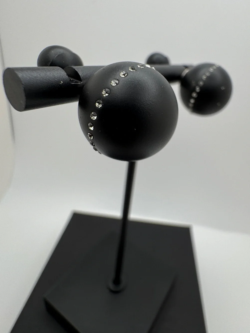 Dior Tribales Matte Black w/ Band of Encrusted Crystal Pierced Earrings